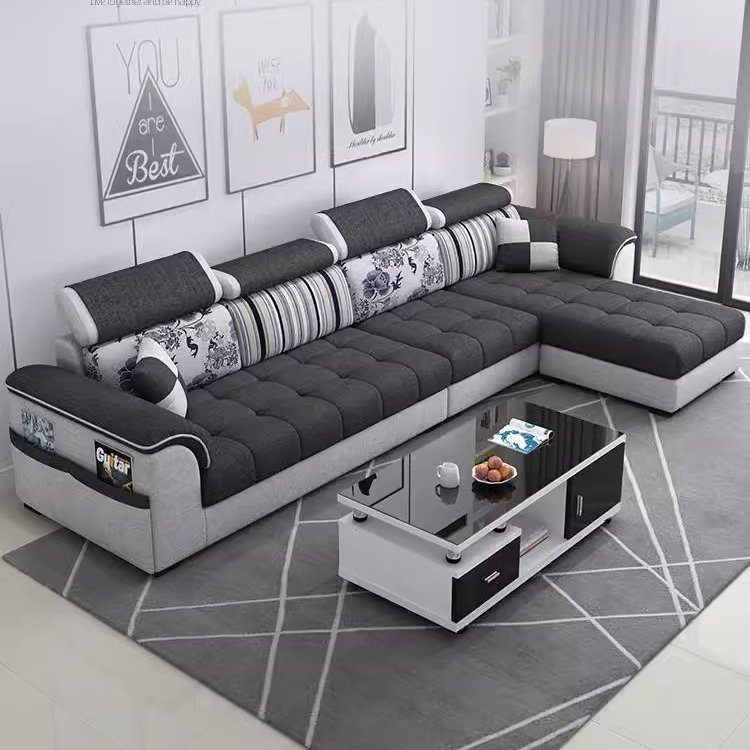 High Quality luxury Couch Sectional Living Room Fabric Sofa Set 7 Seater Sofas Modern L Shape Corner Sofa