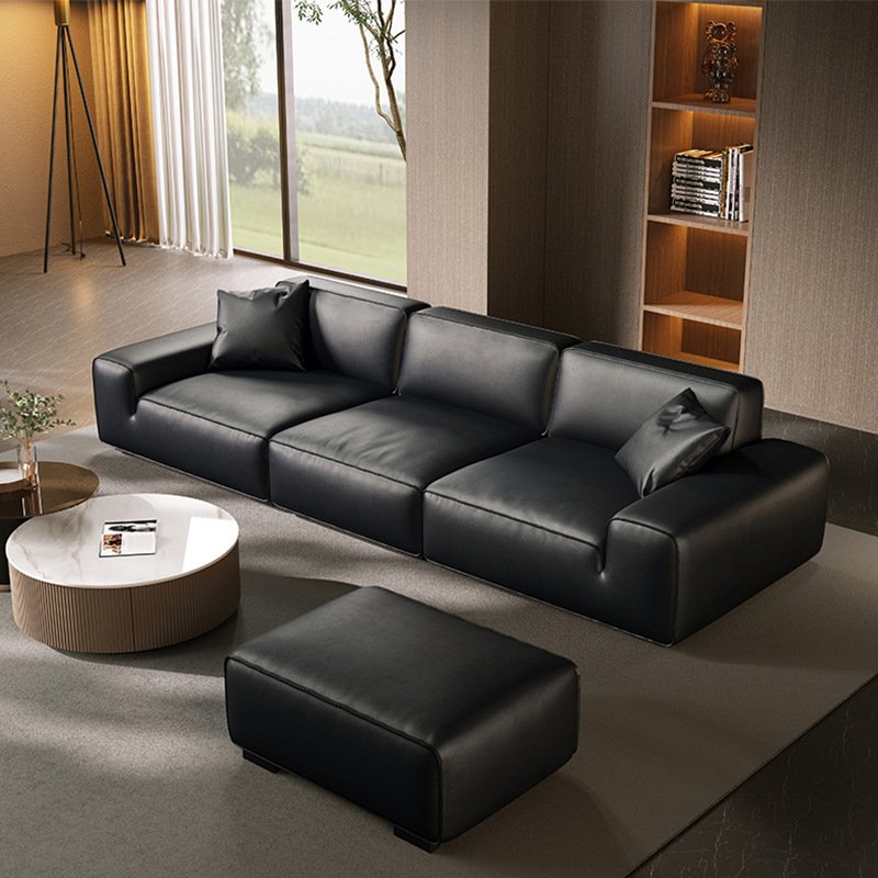 Large Modern Modular Sectional Sofa Couch Genuine Leather Convertible Extendable Villa Apartment Living Room Italian Style