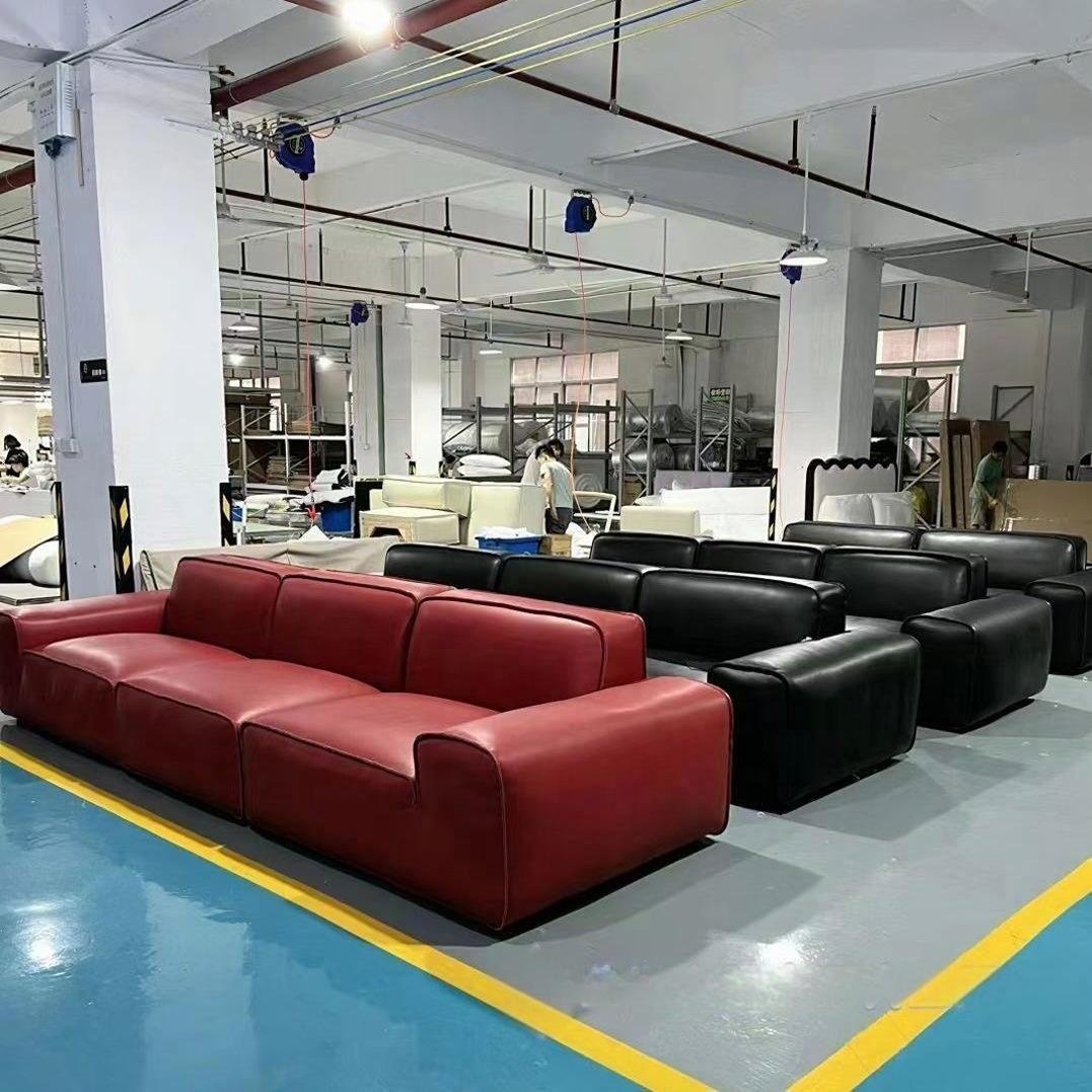 Large Modern Modular Sectional Sofa Couch Genuine Leather Convertible Extendable Villa Apartment Living Room Italian Style