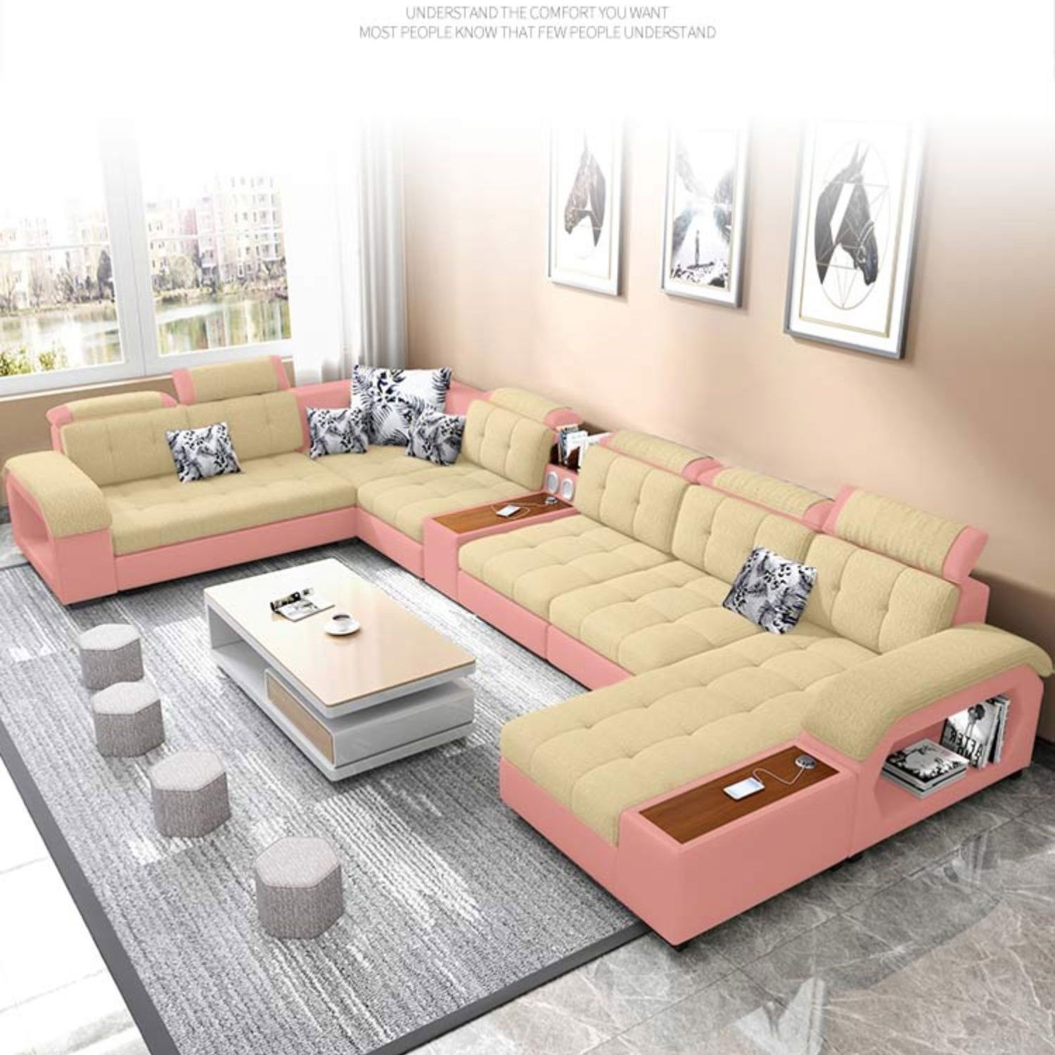 Cheap Price Home Modern Design Reclinable Blue Waterproof Relax Sectional Sofa Set Furniture 7 Seater For Living Room Bedroom