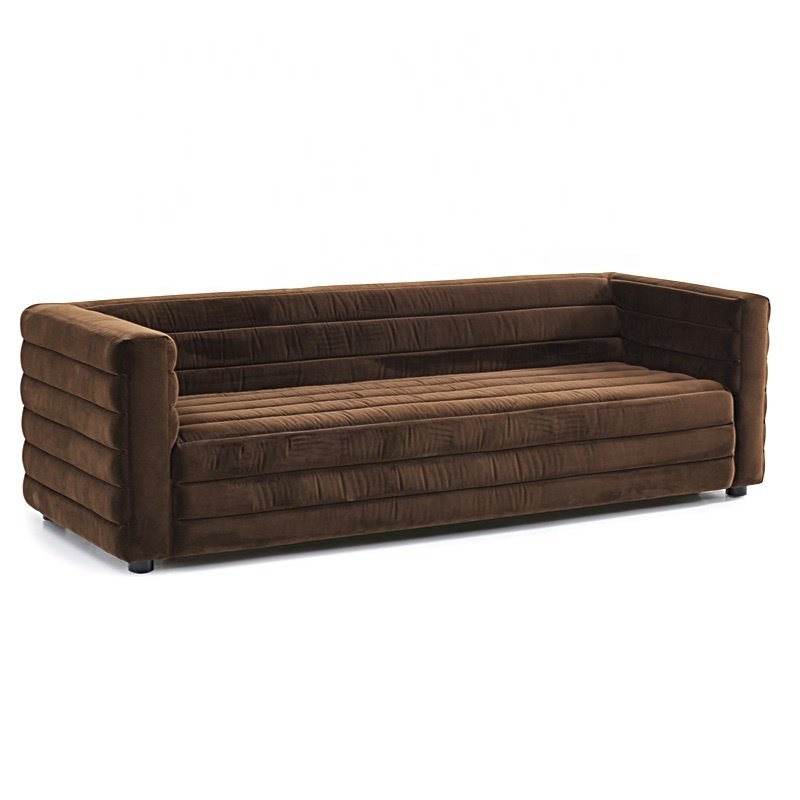 Modern Design Living room Upholstered Velvet 3 Seat Long Sofa