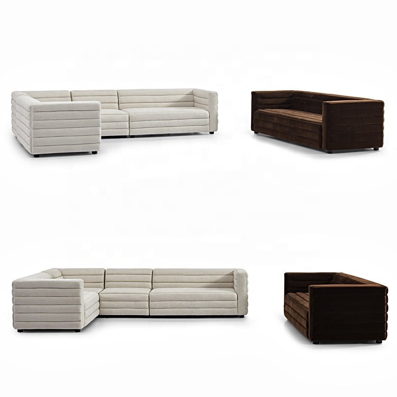 Modern Design Living room Upholstered Velvet 3 Seat Long Sofa