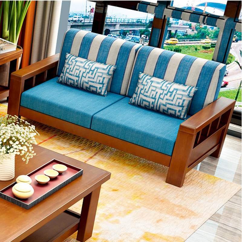 Modern Simple Wood Frame Fabric Sofa Set Living Room Furniture
