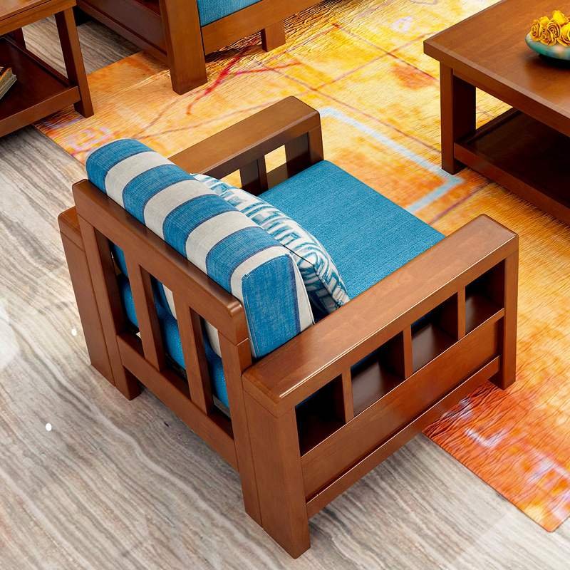 Modern Simple Wood Frame Fabric Sofa Set Living Room Furniture