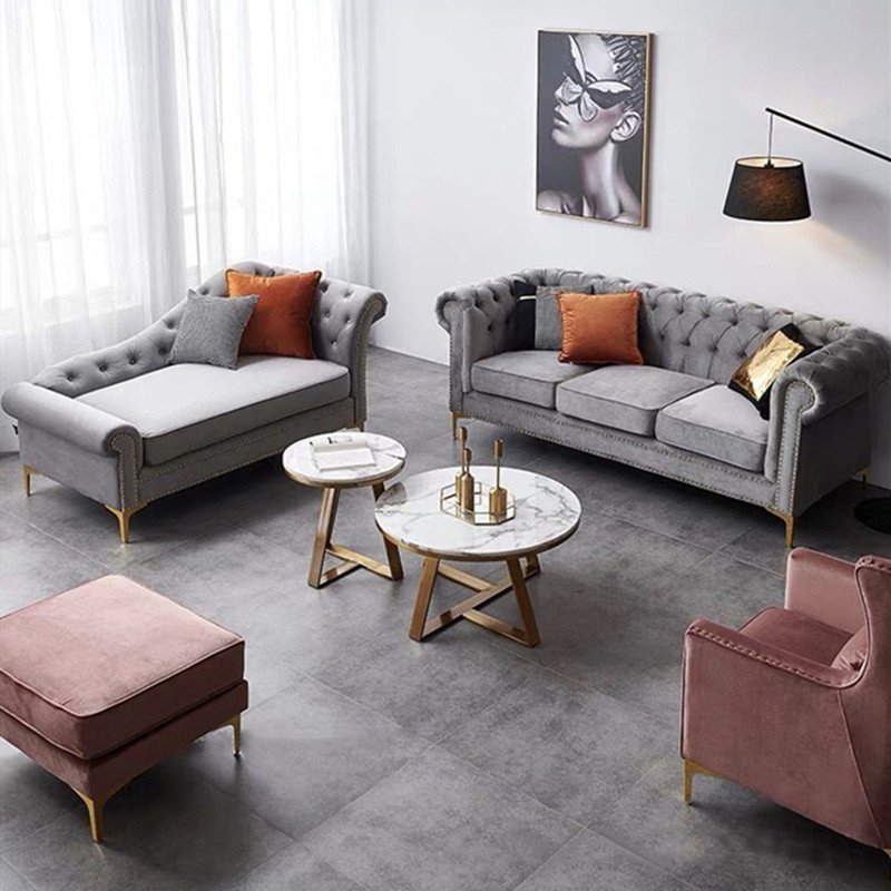 New Model Modern Design Fabric Living Room Furniture chesterfield Sofa Set