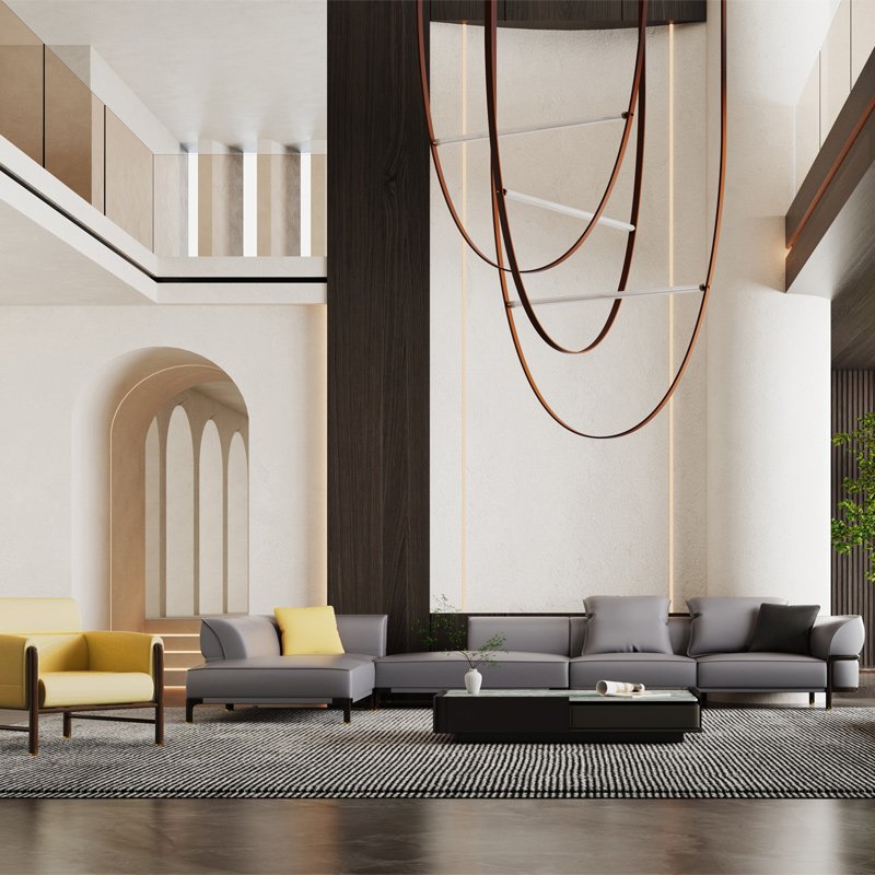 Wholehouse design modern living room sofa set furniture modular leather l-shaped sofa