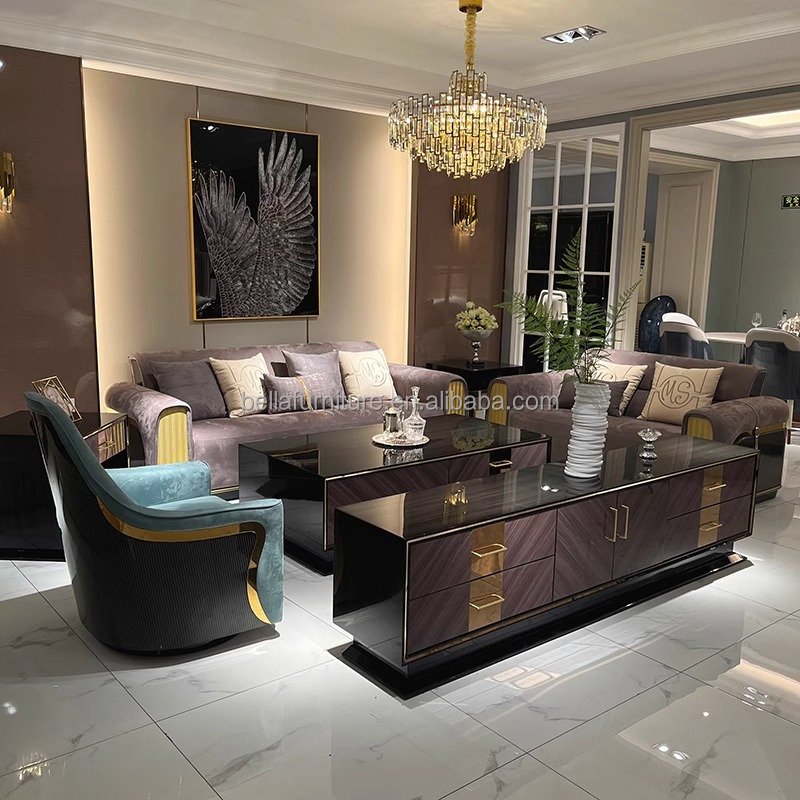 Modern minimalist light luxury style designer furniture luxury fashion selling set leather sofa living room sofa