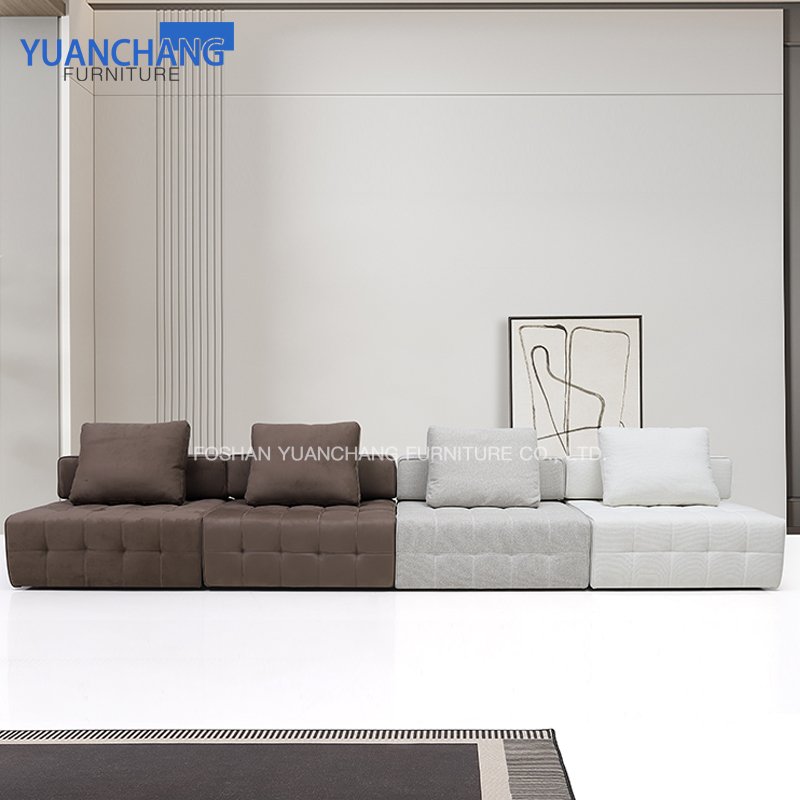 Yuanchang designs home furniture living room sofa sets luxury removable lazy single sofa with throw pillow