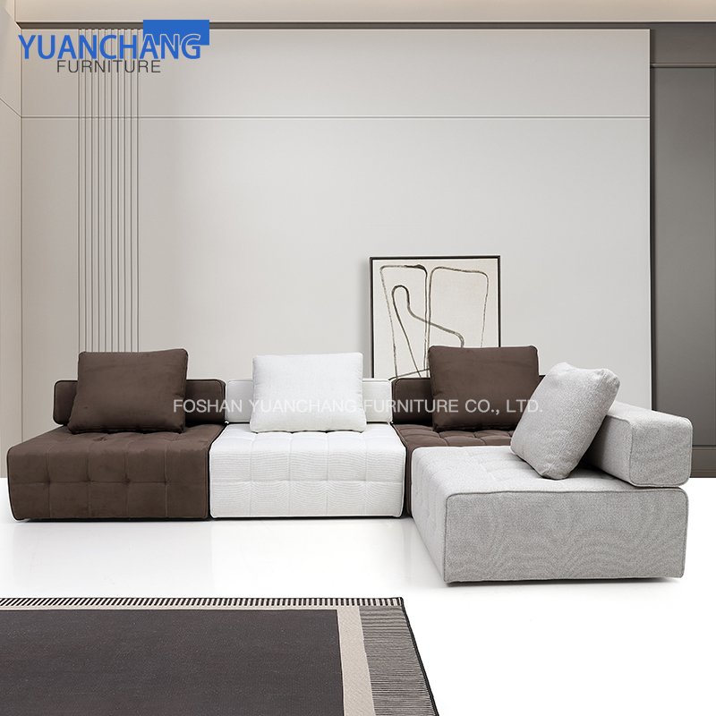 Yuanchang designs home furniture living room sofa sets luxury removable lazy single sofa with throw pillow