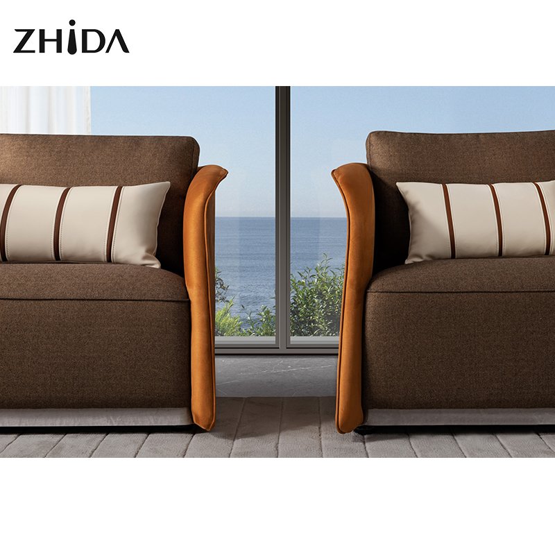 Italian design luxury sofa sets home furniture modern living room sofas fabric 1 2 3 seater sofa set with leather armrest