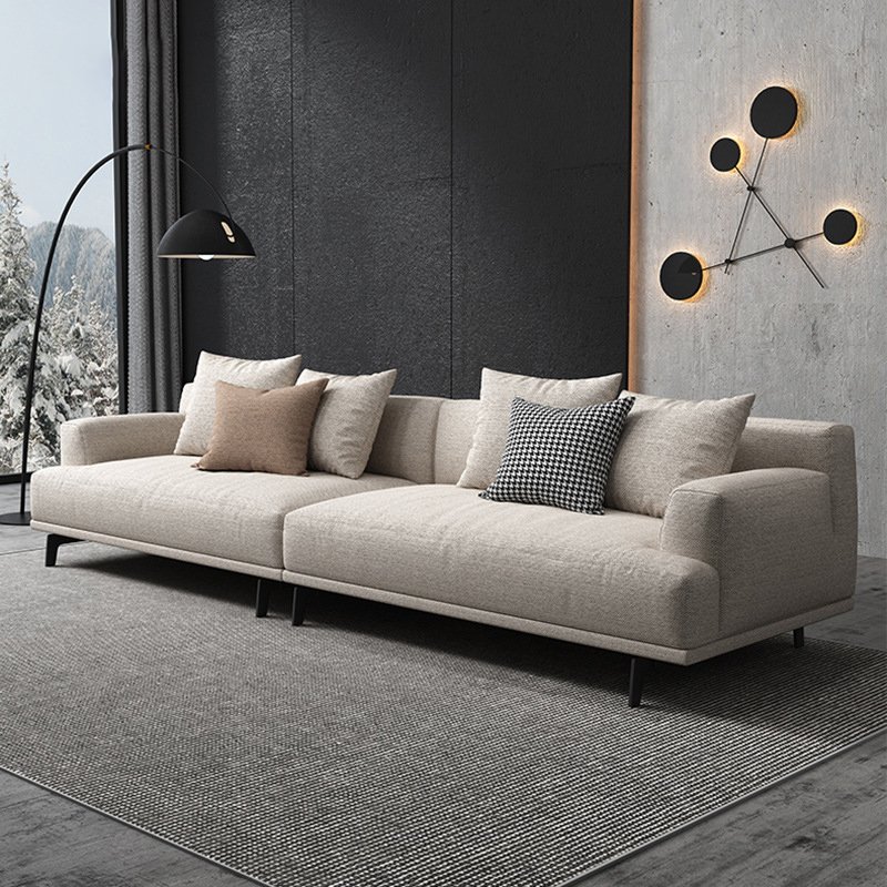 Collodion and linen sofa straight row small apartment modern simple Italian minimalist down living room fabric sofa