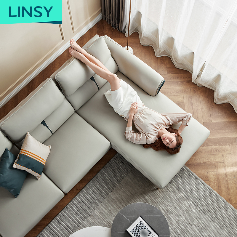 Linsy Luxury Popular Hot Sale Beauty Leather Sofa Modern Designs For Home Guangzhou Furniture Leather Living Room Sofas S218