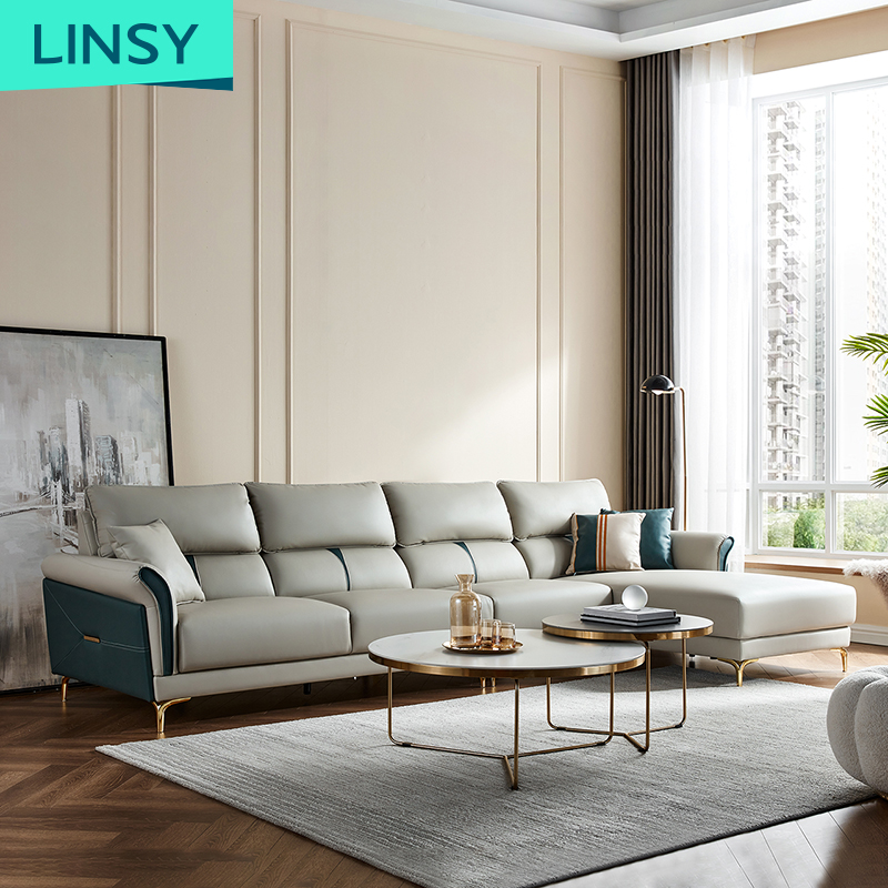 Linsy Luxury Popular Hot Sale Beauty Leather Sofa Modern Designs For Home Guangzhou Furniture Leather Living Room Sofas S218