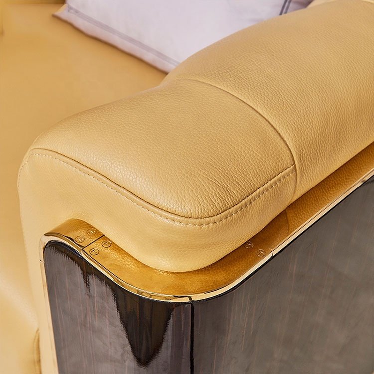 100% blue real leather Luxury royal furniture manufacturers designs home office lounges living room sofa golden