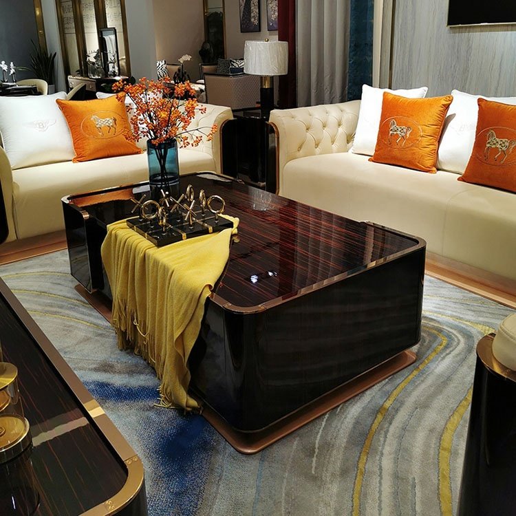100% blue real leather Luxury royal furniture manufacturers designs home office lounges living room sofa golden