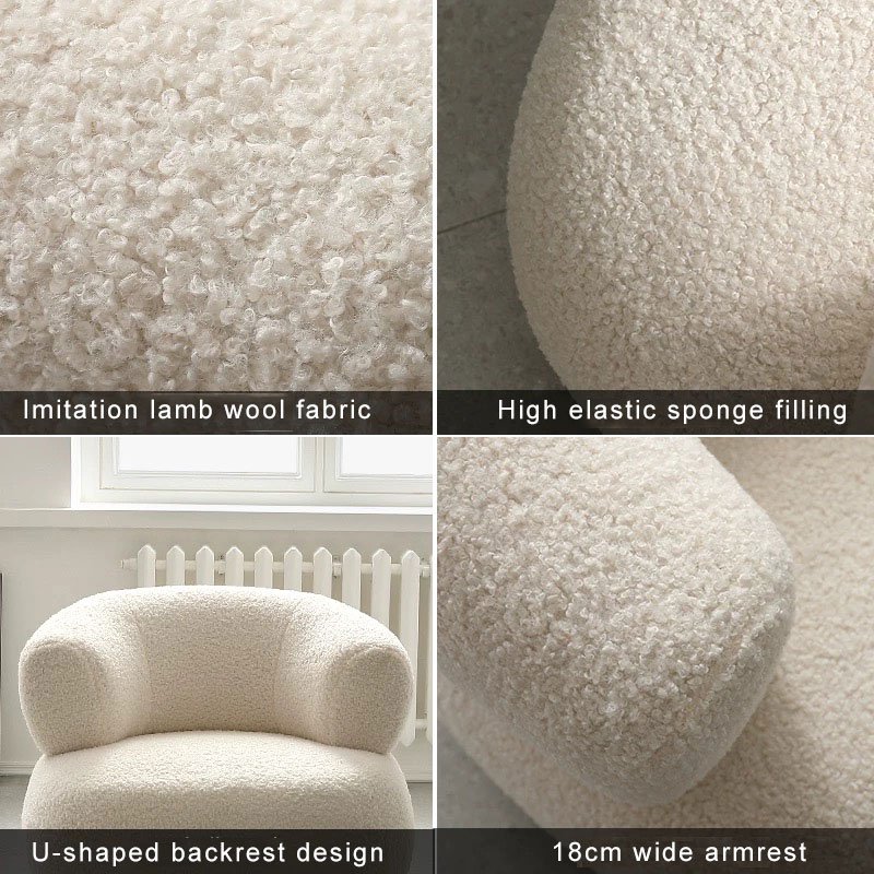 Modern net red leisure living room bedroom lamb velvet single lazy sofa