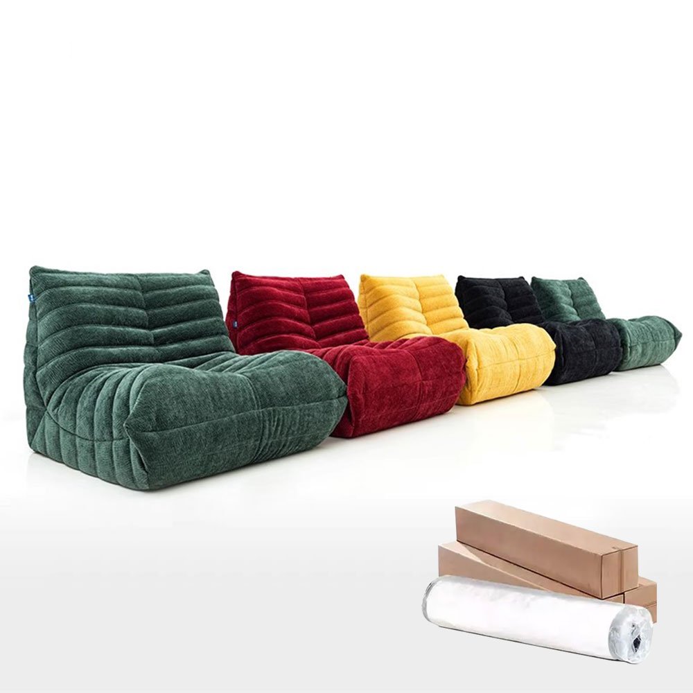 Moderno Modular Sofa Set with Fabric Velvet Beanbag Chair Wood for Dining Vacuum Compression Packed Small Spaces Corner Feature