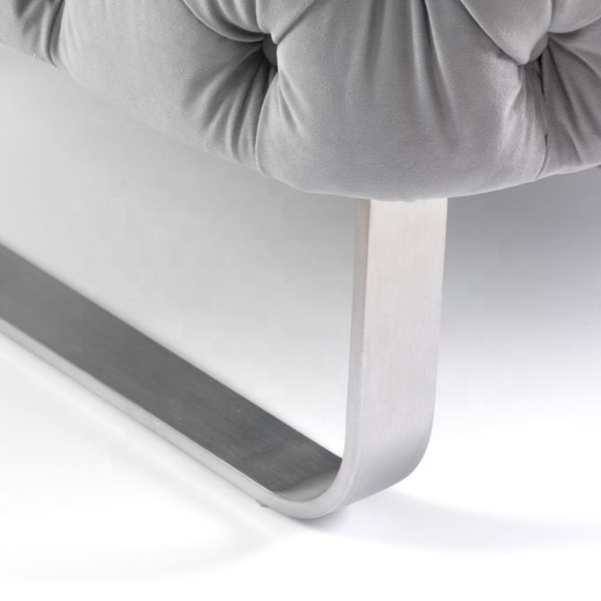 Modern Stainless Steel Base Tufted Velvet Leisure Armchair Single Sofa Chair For Home Hotel Living Room Sofas