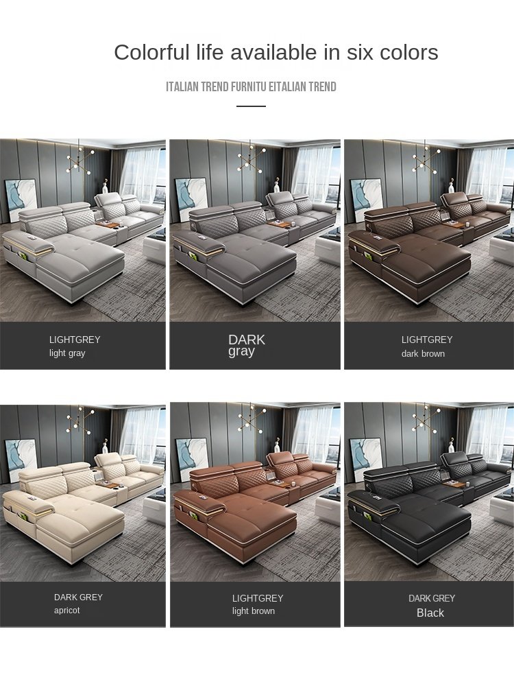 Light Luxury Top Layer Cowhide Leather Sofa Nordic Simple Modern Living Room sofa Apartment Function Brand Sofa Chaise Longue