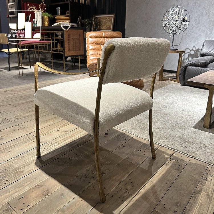 Nordic vintage style hotel living room single sofa chair forged metal frame fabric leisure accent chair furniture