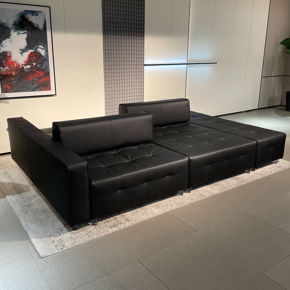 European Design Deluxe Modular Sofa Set Genuine Leather with Solid Wood Frame Home Living Room Villa Hotel Lobby Functionality