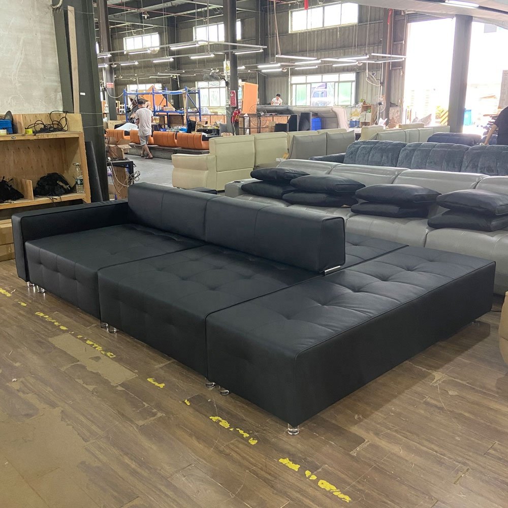 European Design Deluxe Modular Sofa Set Genuine Leather with Solid Wood Frame Home Living Room Villa Hotel Lobby Functionality