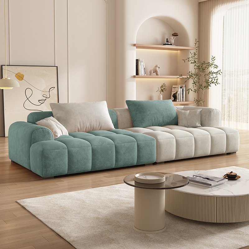 Fabric cream style modern living room sofa straight row piano keys simple small apartment designer light luxury sofa