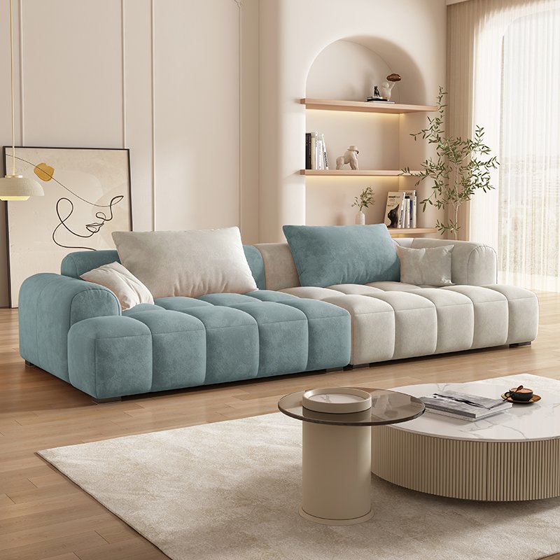 Fabric cream style modern living room sofa straight row piano keys simple small apartment designer light luxury sofa