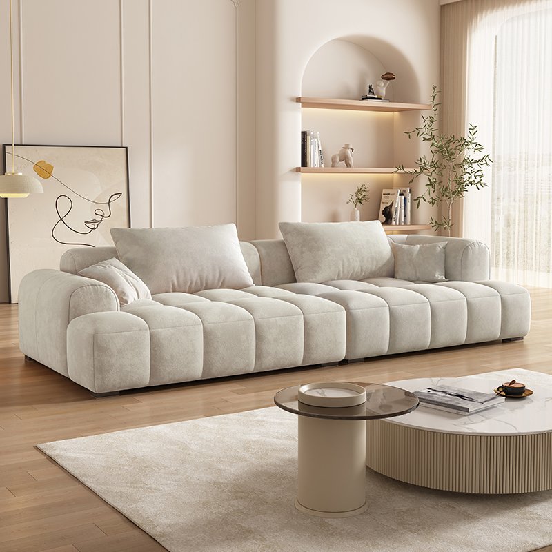 Fabric cream style modern living room sofa straight row piano keys simple small apartment designer light luxury sofa