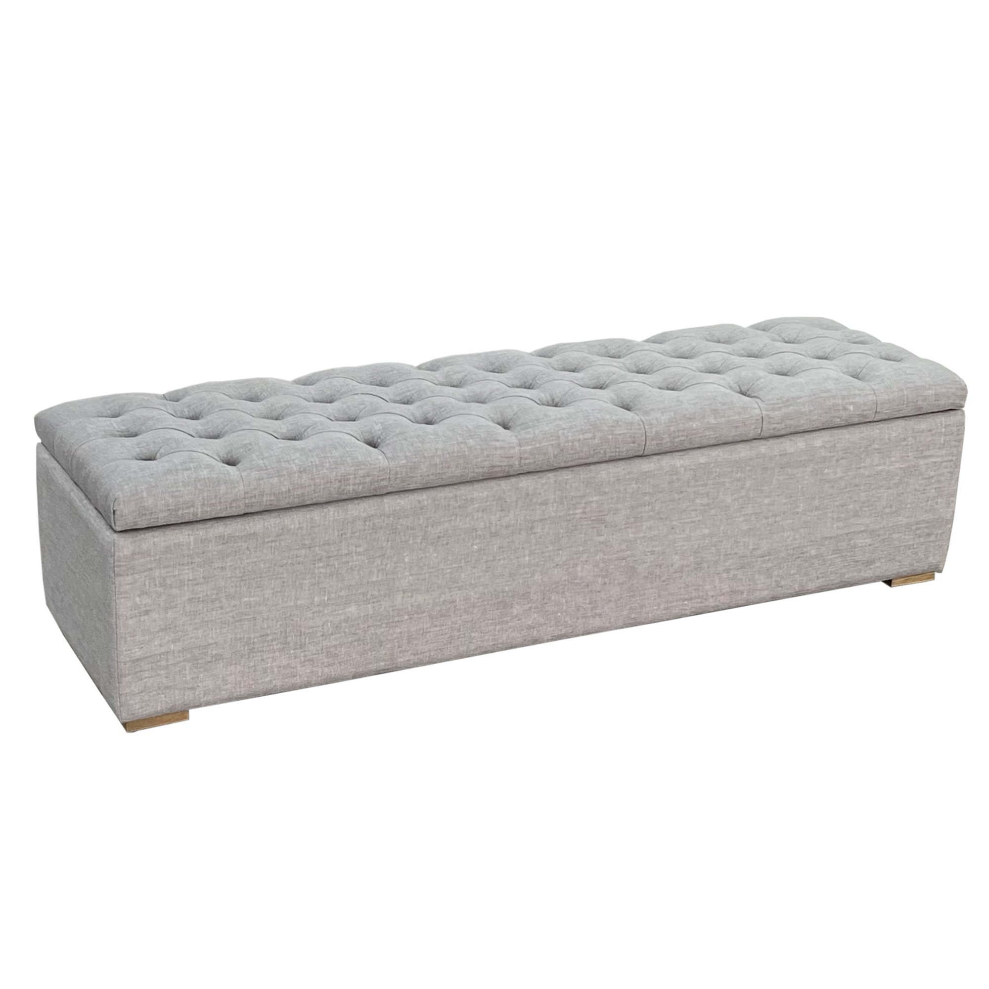 HL278-P Natural Upholstery Linen Fabric Wooden Rectangular Ottoman Change Shoe Storage Bench with Seat Bed End Stool