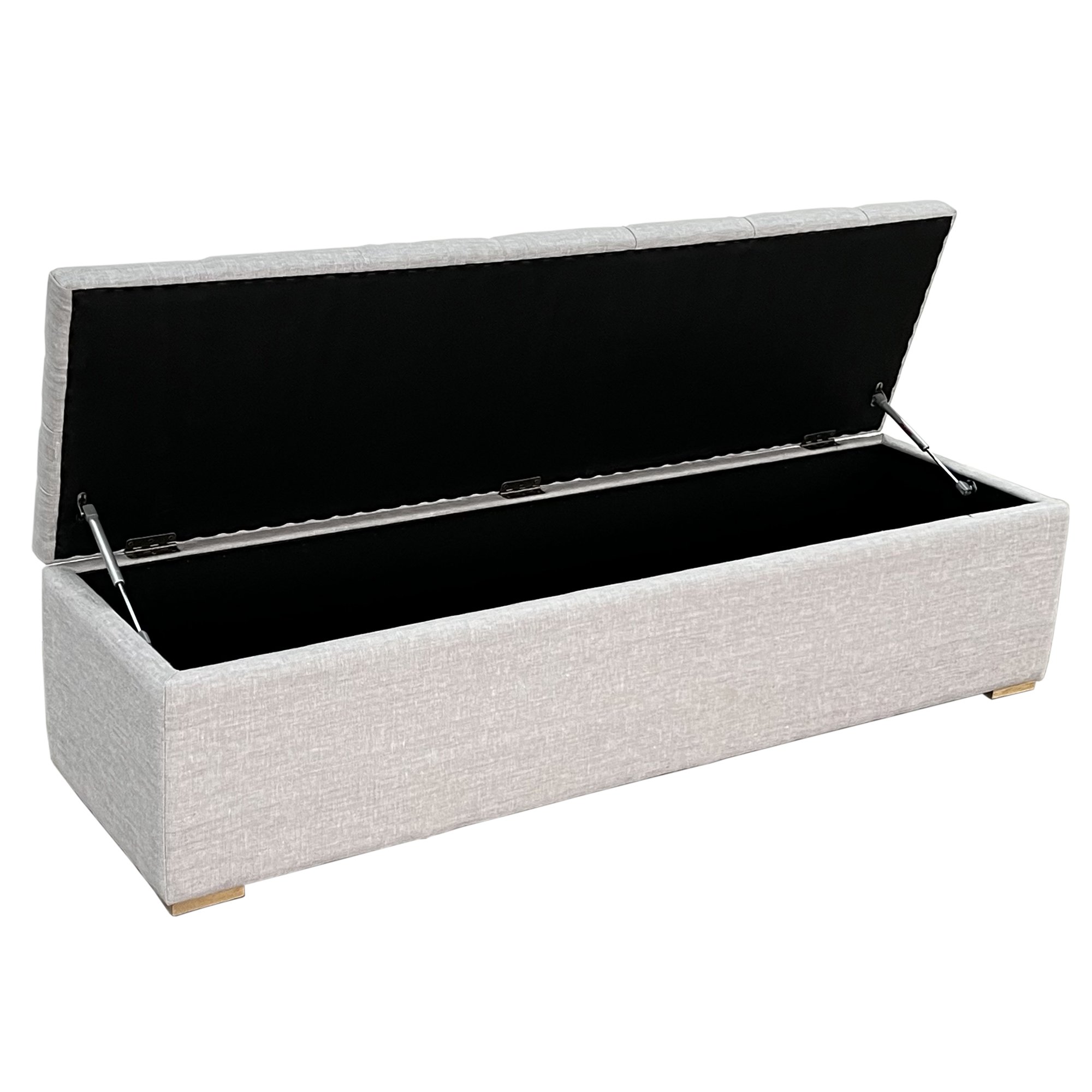 HL278-P Natural Upholstery Linen Fabric Wooden Rectangular Ottoman Change Shoe Storage Bench with Seat Bed End Stool