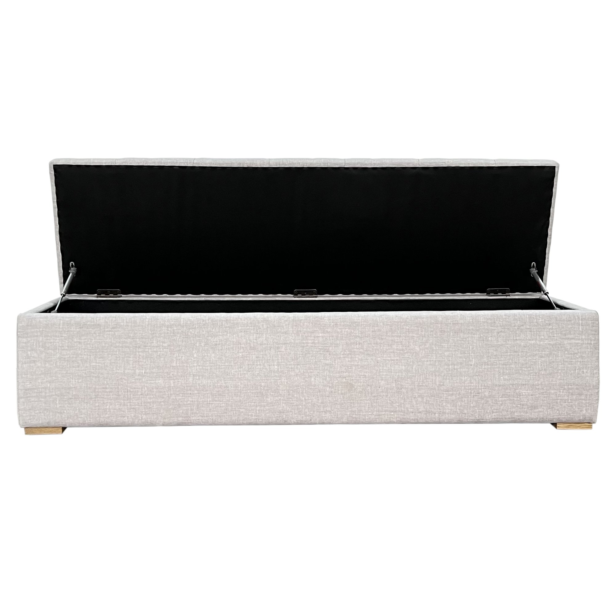 HL278-P Natural Upholstery Linen Fabric Wooden Rectangular Ottoman Change Shoe Storage Bench with Seat Bed End Stool