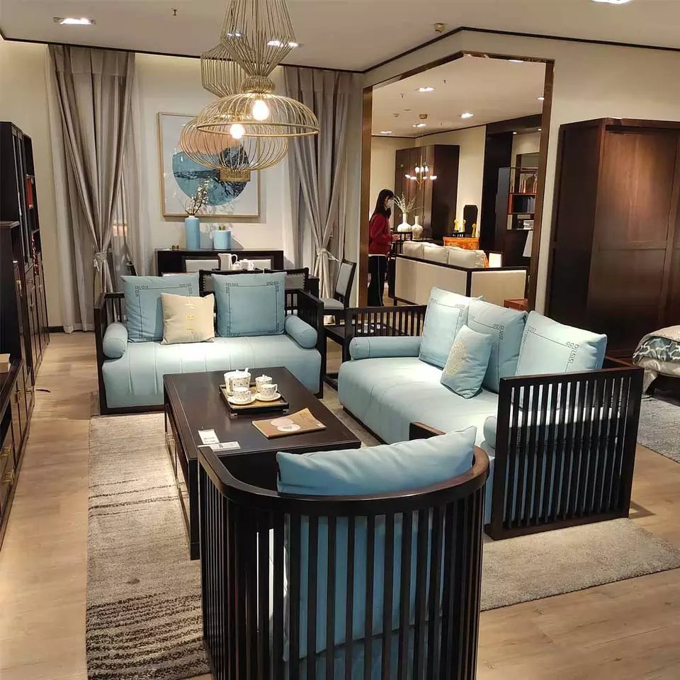 Modern Design Walnut solid wood Sofa Frame Fabric Upholstery Living room Sofa