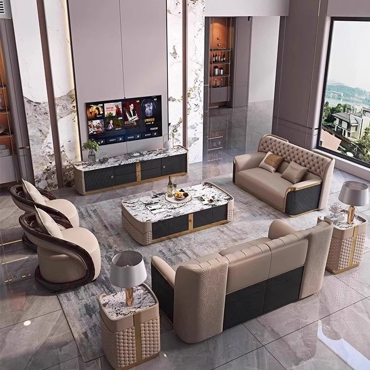 Modern luxury living room sofas high end MIcrofiber fabric sofa set home furniture