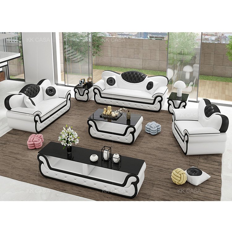 Genuine Leather Material and Living Room Sofa Specific Use U shaped sofa designs 123 scetional sofa set