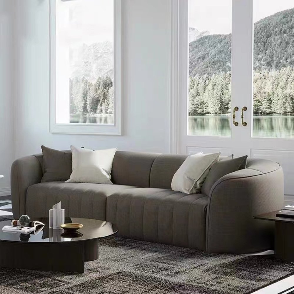 PURUO Modern Luxury Leather PU stainless steel gold frame living room sofas set