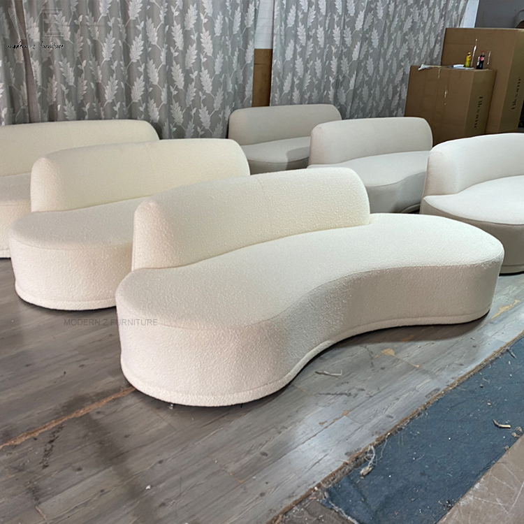 Minimalist Luxury White Juego De Sofas Para Sala Three-Seat Sofa Set Furniture Couch Living Room Corner Boucle Curved Sofa