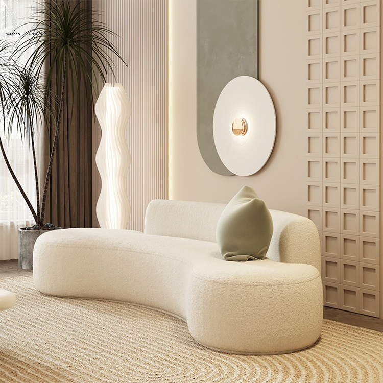 Minimalist Luxury White Juego De Sofas Para Sala Three-Seat Sofa Set Furniture Couch Living Room Corner Boucle Curved Sofa