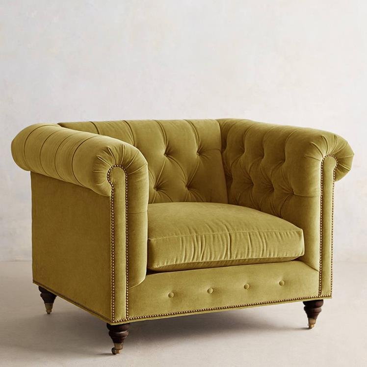 European Vintage Chesterfield Chesterfield Sofa Set New Popular Home Living Room Pull Button Velvet Fabric Sofa