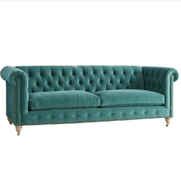 European Vintage Chesterfield Chesterfield Sofa Set New Popular Home Living Room Pull Button Velvet Fabric Sofa