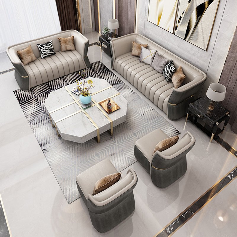 Italian modern luxury art Style sectional leather sofa Set villa Living Room Modern Furniture sofa set