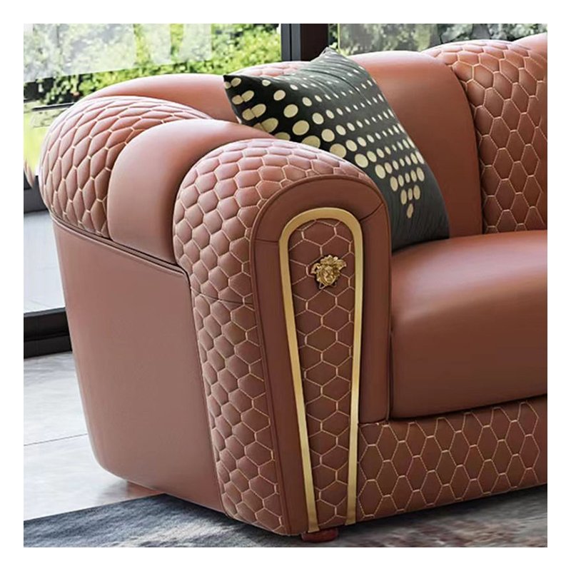 Italy New Design Modern Steel Furniture Sofa Luxury Living Room Leather Sofa Set