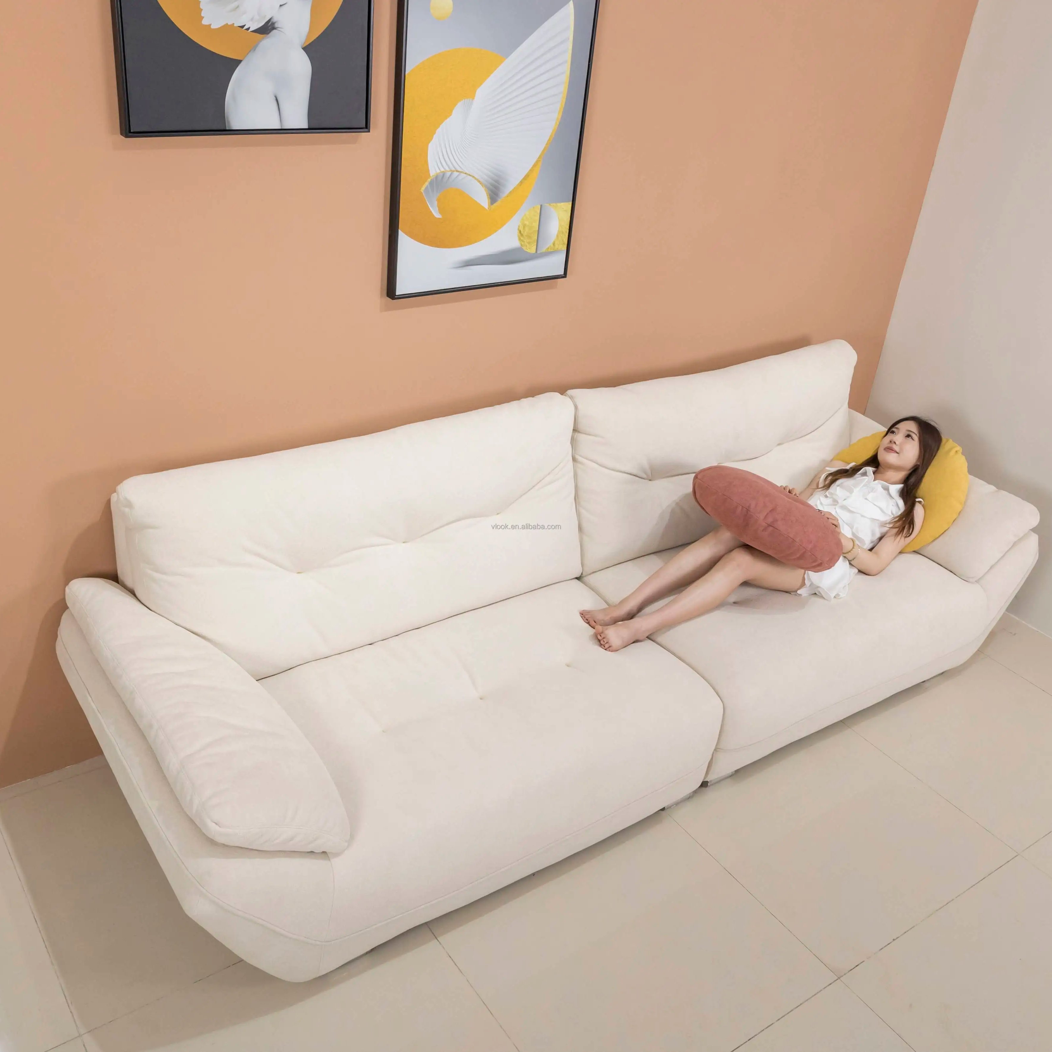 Modern Luxury L-Shape Living Room Sofa Relaxed Features Home & Villa Apartment Gym Bedroom Hotel Lounge Chair Set Fabric
