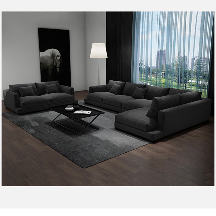 Extra large black wide corner sofa fabric corner couch 7 seater living room sofas floor couch