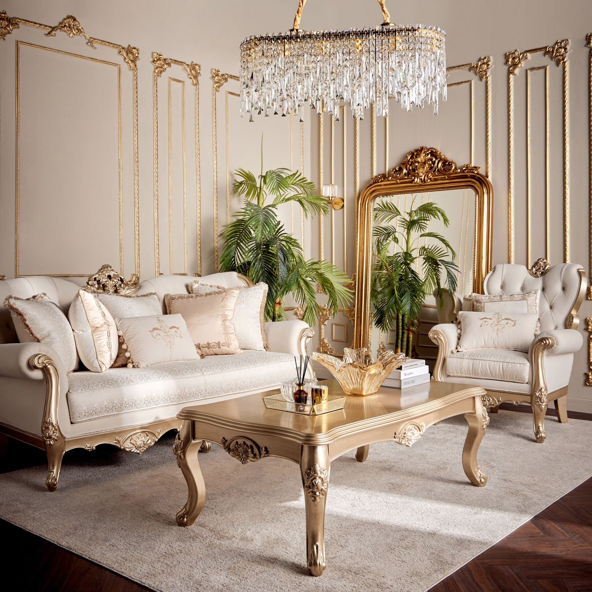 Vintage Classic Wooden Hand Carved Living Room Sofa Chair Furniture Set Artistic Teak Mahogany Wood High Quality Royal Luxury