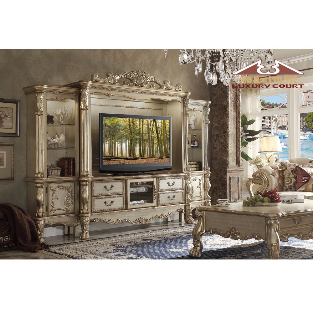 Longhao Classical Luxury European Design Living Room Sofa Royal Couch set Golden Combination Genuine Leather Sofa