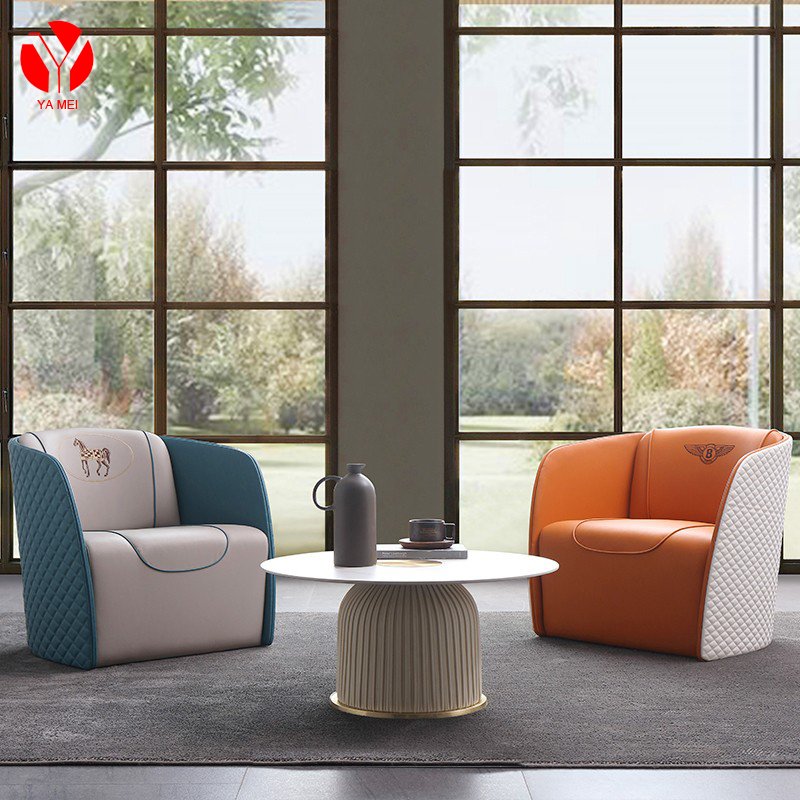 Italy design nordic style simple leather single chair for luxury living room furniture high end leather lounge accent sofa chair