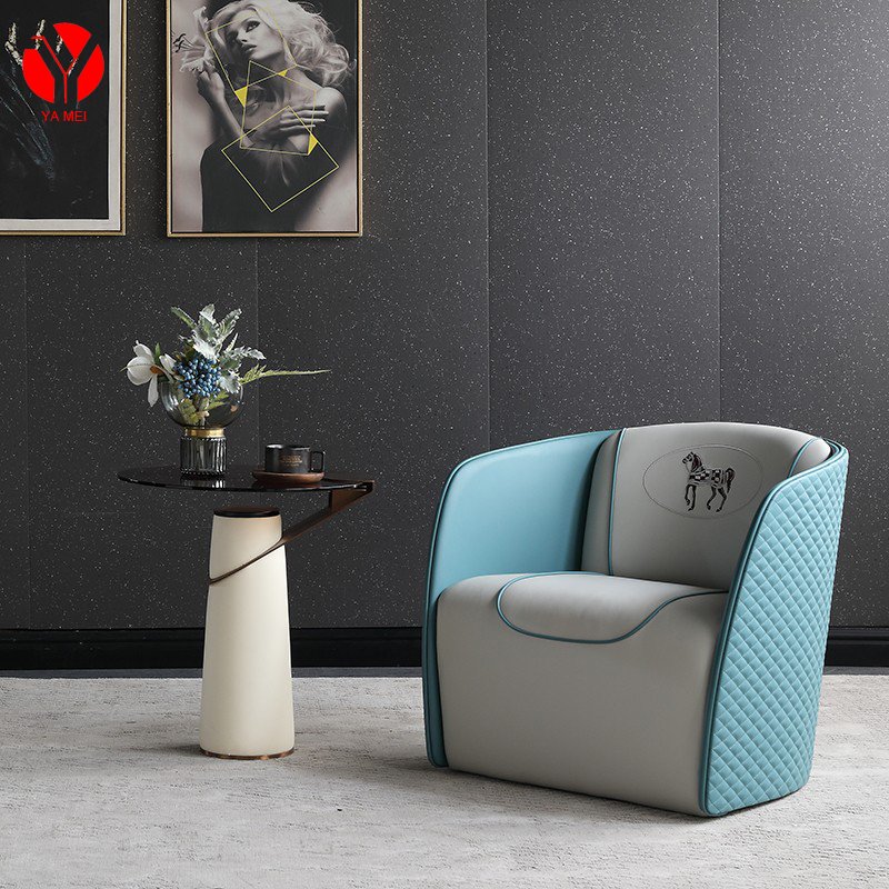 Italy design nordic style simple leather single chair for luxury living room furniture high end leather lounge accent sofa chair