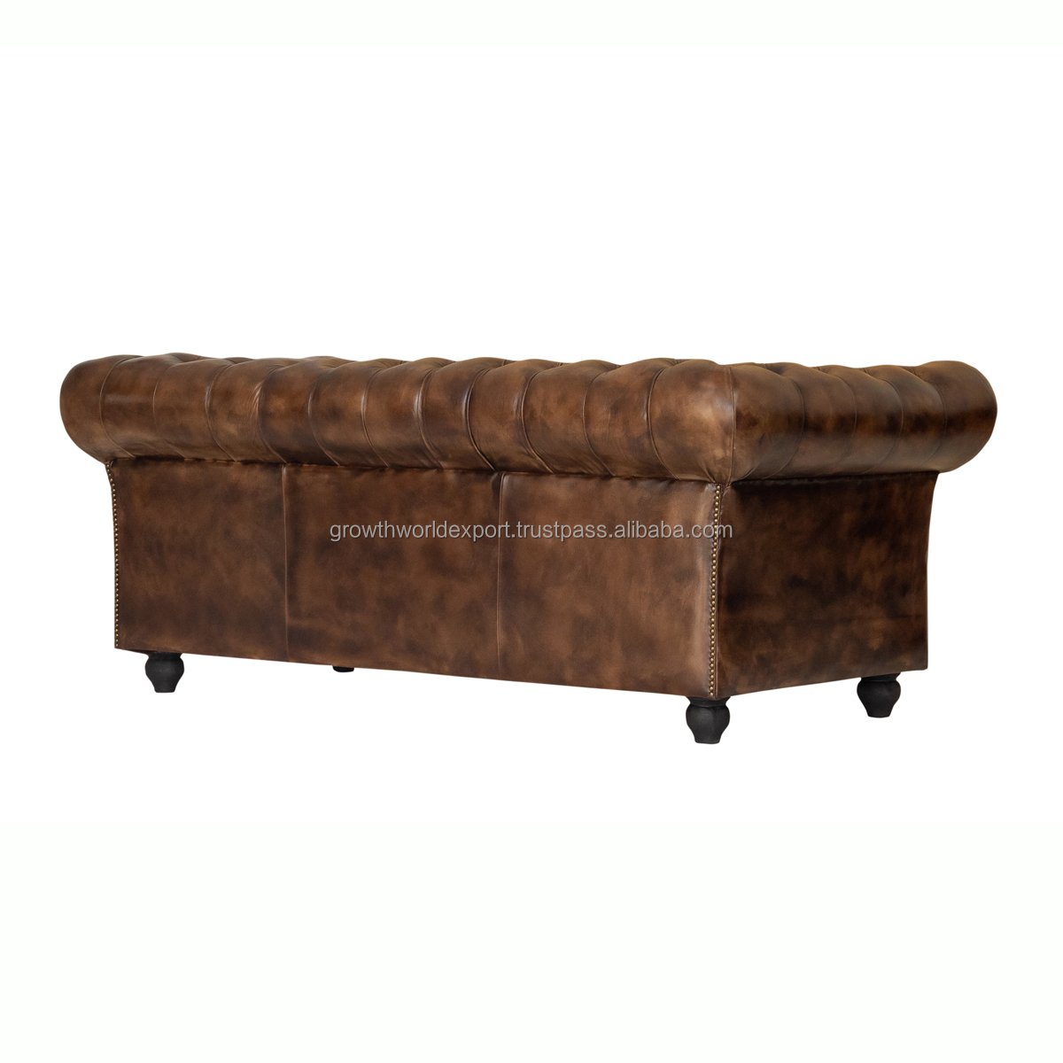 Best Vintage Tapper Hand 2 Seater Dark Brown Cushion Chesterfield Leather Sofa Restaurant Sofa Vintage Living Room Furniture