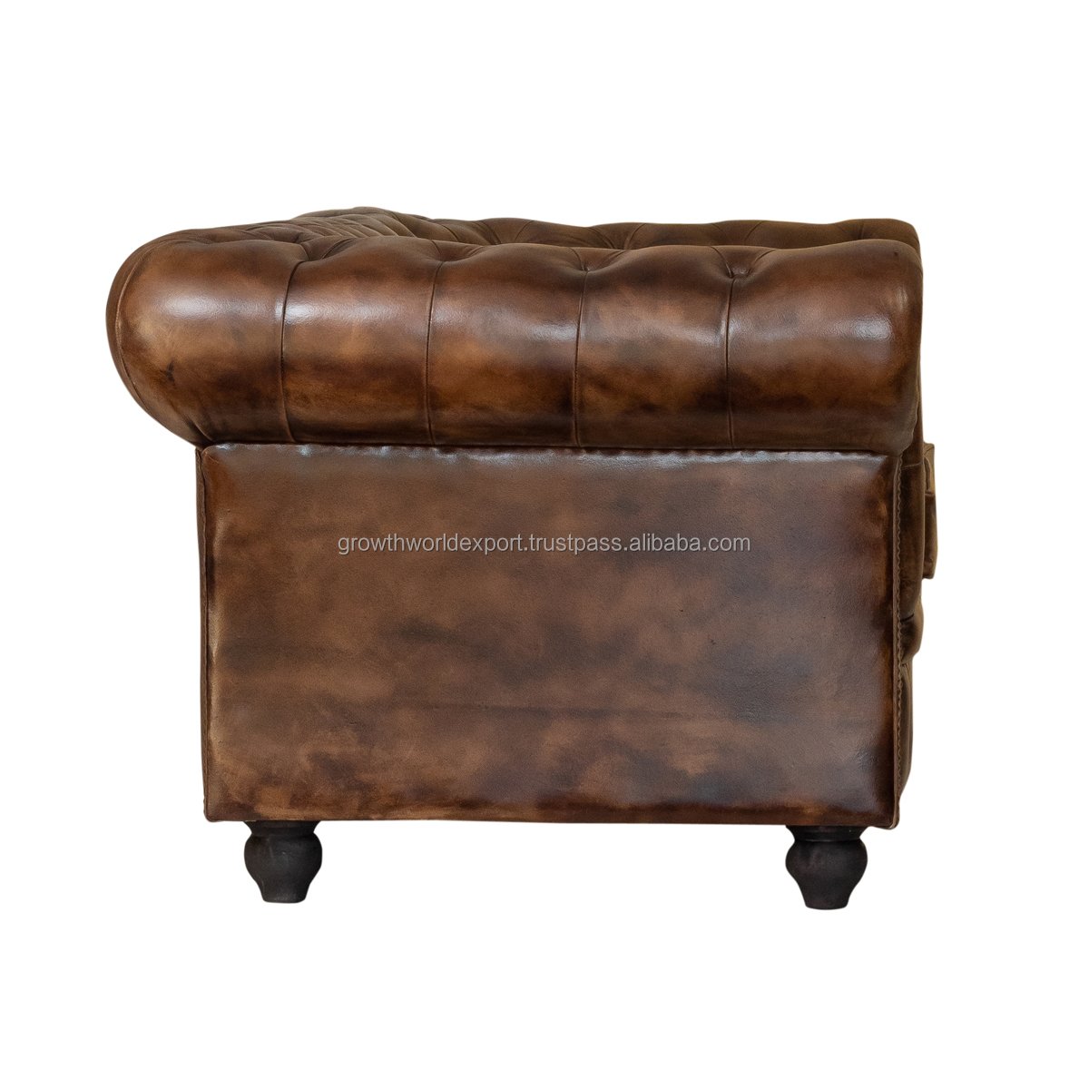 Best Vintage Tapper Hand 2 Seater Dark Brown Cushion Chesterfield Leather Sofa Restaurant Sofa Vintage Living Room Furniture